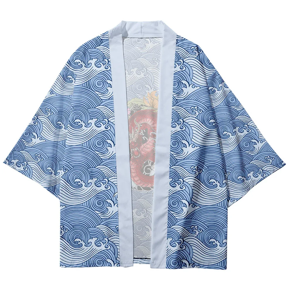 Plus Velikost 6XL 5XL 4XL 3XL-S Zmaji Valovi Svoboden Japonski Jopico Ženske Moški Harajuku Kimono Cosplay Vrhovi Bluzo Yukata Oblačila