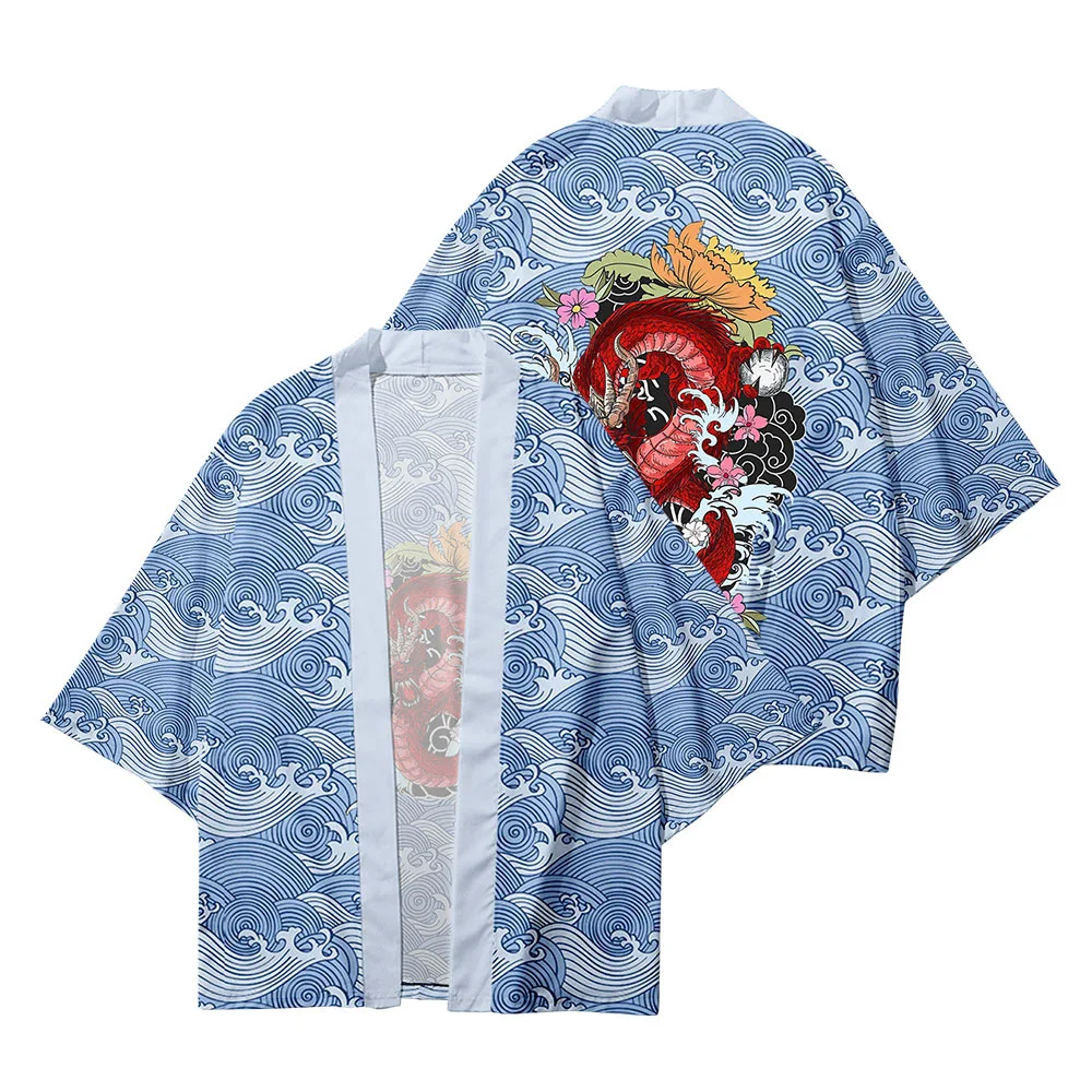 Plus Velikost 6XL 5XL 4XL 3XL-S Zmaji Valovi Svoboden Japonski Jopico Ženske Moški Harajuku Kimono Cosplay Vrhovi Bluzo Yukata Oblačila