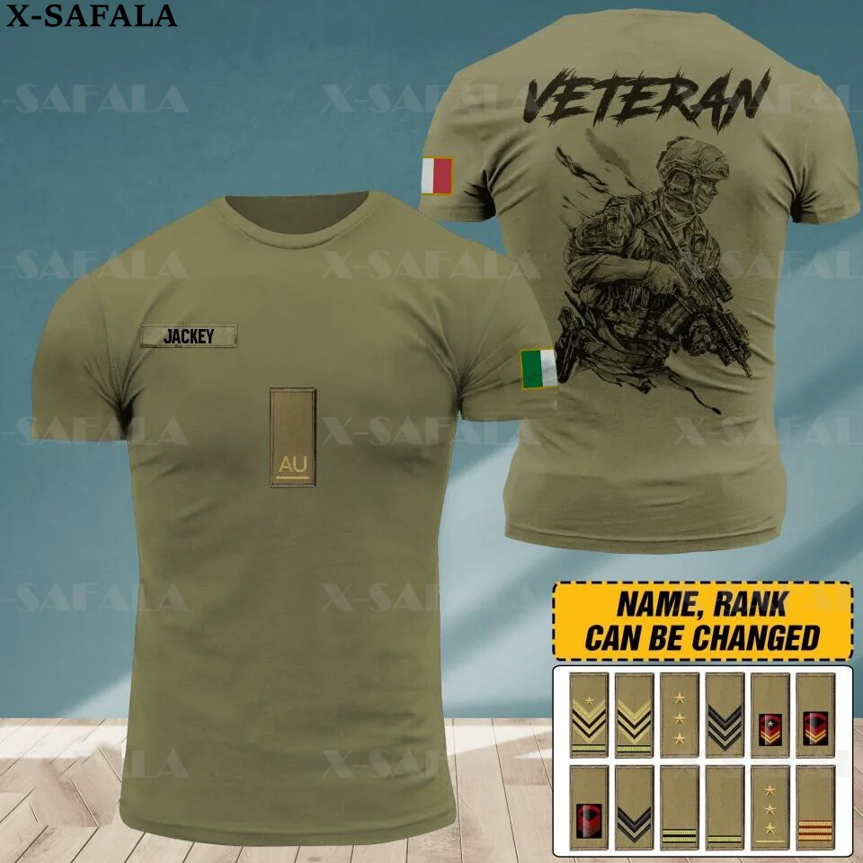 Po meri Ime/Uvrstitev ITALIJANSKI Vojak-VOJSKE-VETERAN 3D Tiskanih Visoke Kakovosti T-shirt Poletje Krog Vratu Moški Ženski Priložnostne Vrh-2