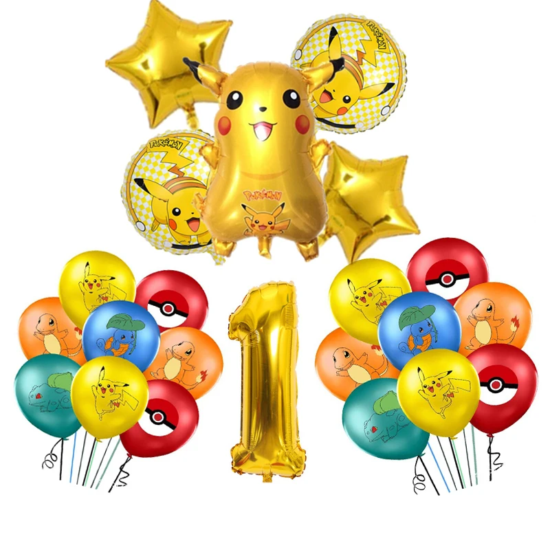 Pokemon Rojstni Dekoracijo Risanka Pikachu Plošče Skodelice, Posode Luči Aluminija Balon Za Otroke Fant Stranka Suppies