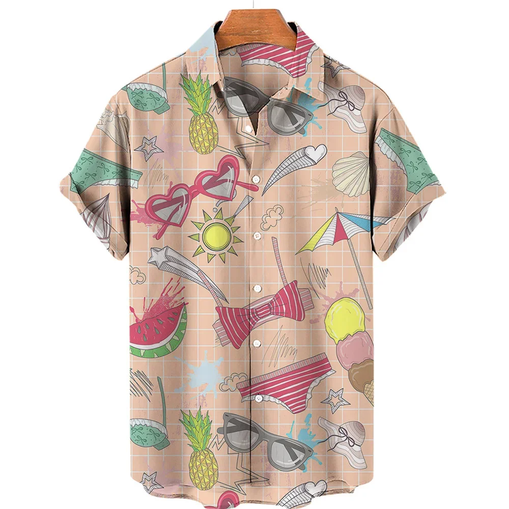 Poletje Smešno Hawaiian 3D Sladoled Majice Ženske Obleke Ulica Y2k Osebnosti Kratkimi Rokavi Top River Dekle Tee Majice