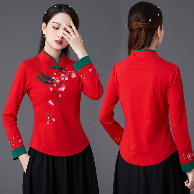 Pomlad Poletje Bombaž Perilo, Vezenine Kitajski Slog Rokavi Ženske Nacionalni Vintage Moda Vrh Priložnostne Eleganco 2023 Kitajska Obleka