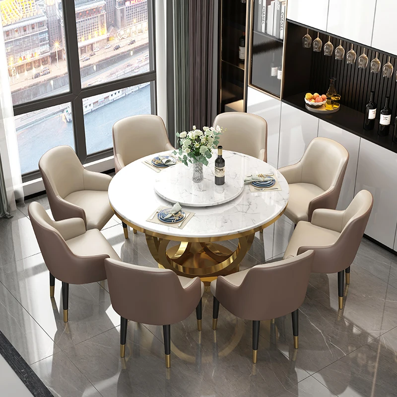 Preprost jedilno mizo, majhno velikost gospodinjstva, rotacijska miza, okrogla rock slab, marmorja, high-end okrogle mize in stoli