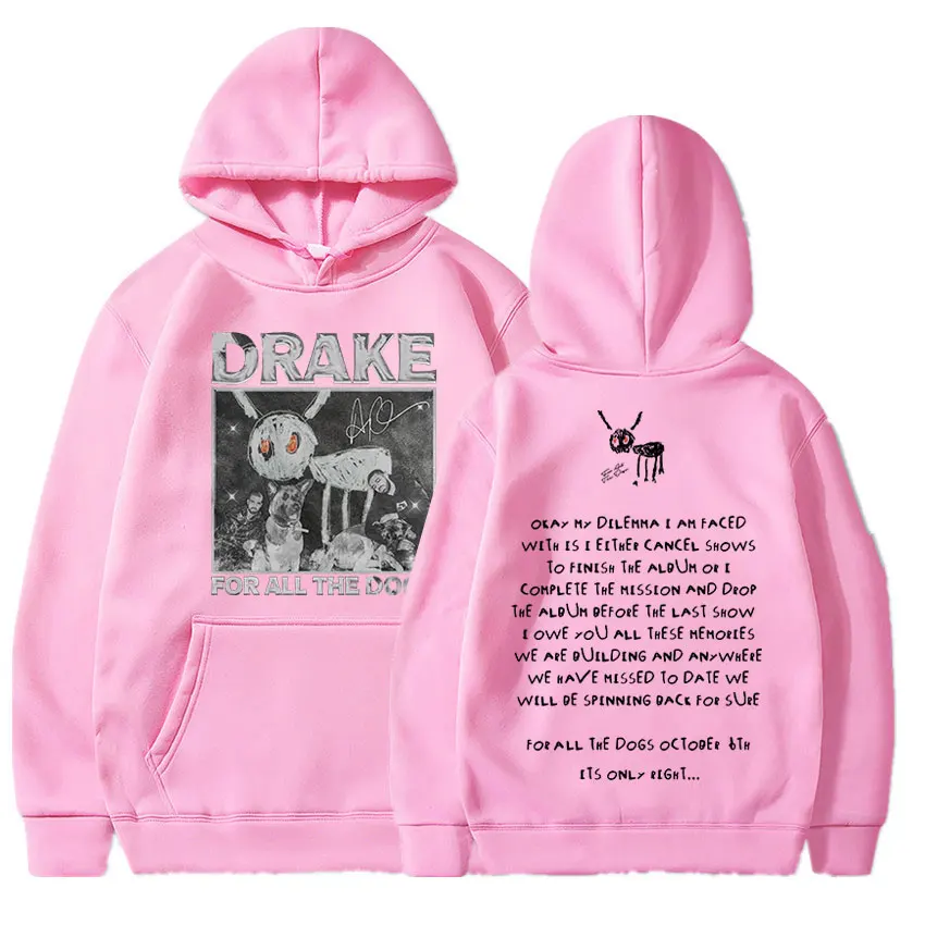 Rapper Drake Glasbeni Album za Vse Pse Hoodies Moških Hip Hop Letnik Dolg Rokav Prevelik Hoooded Sweatshirts Y2K Ulične