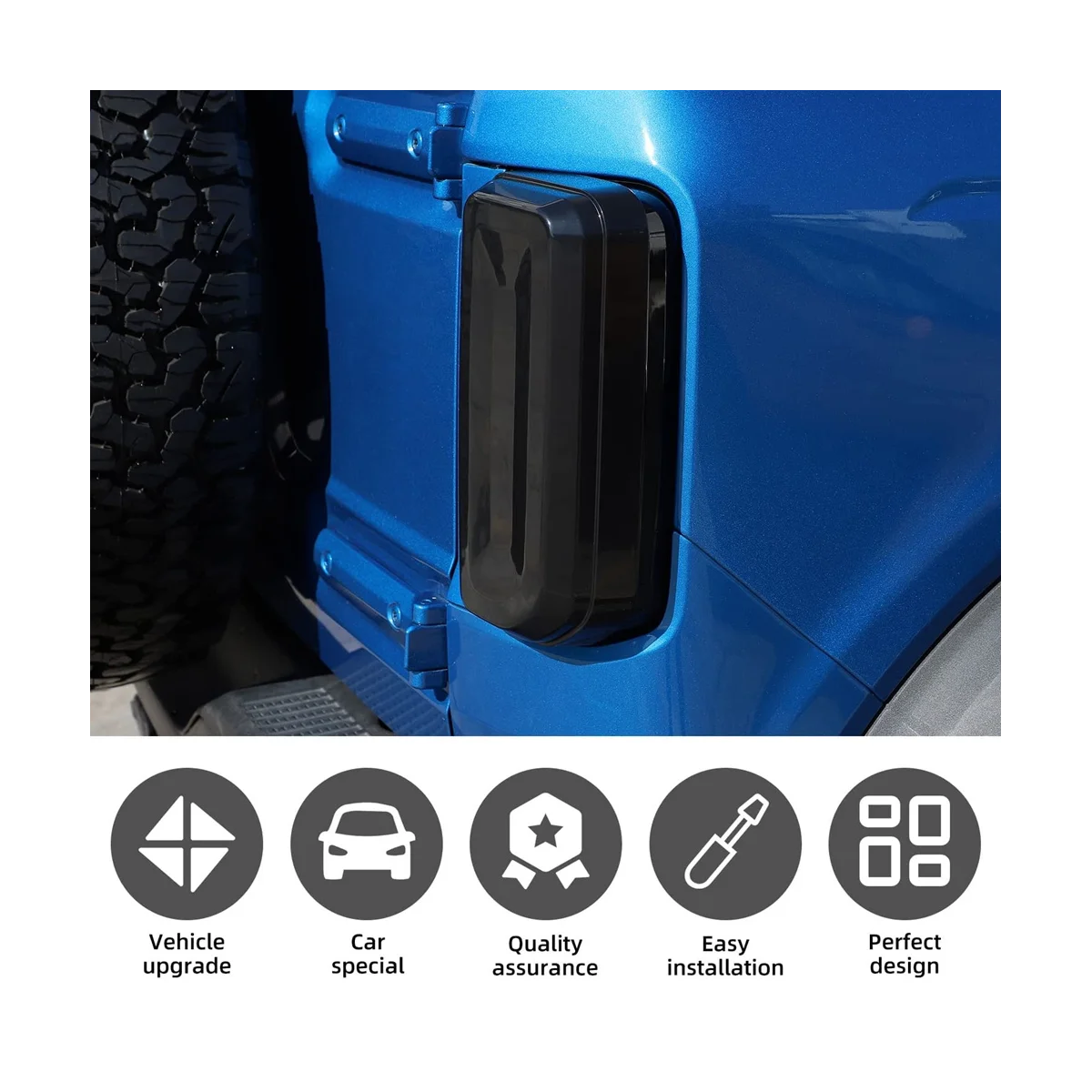 Rep Svetlobe Kritje za Ford Bronco 2021 2022 2023, Zadaj Lučka Stražar, Zaščitnik Zunanjost Pribor (Dimno Črna)