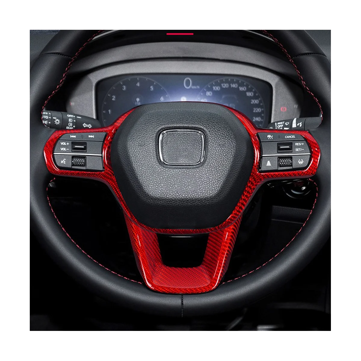Resnično Težko Ogljikovih Vlaken Avto Volan Plošča Okvir Pokrova Trim za Honda CIVIC 11. Gen 2022(Rdeča)