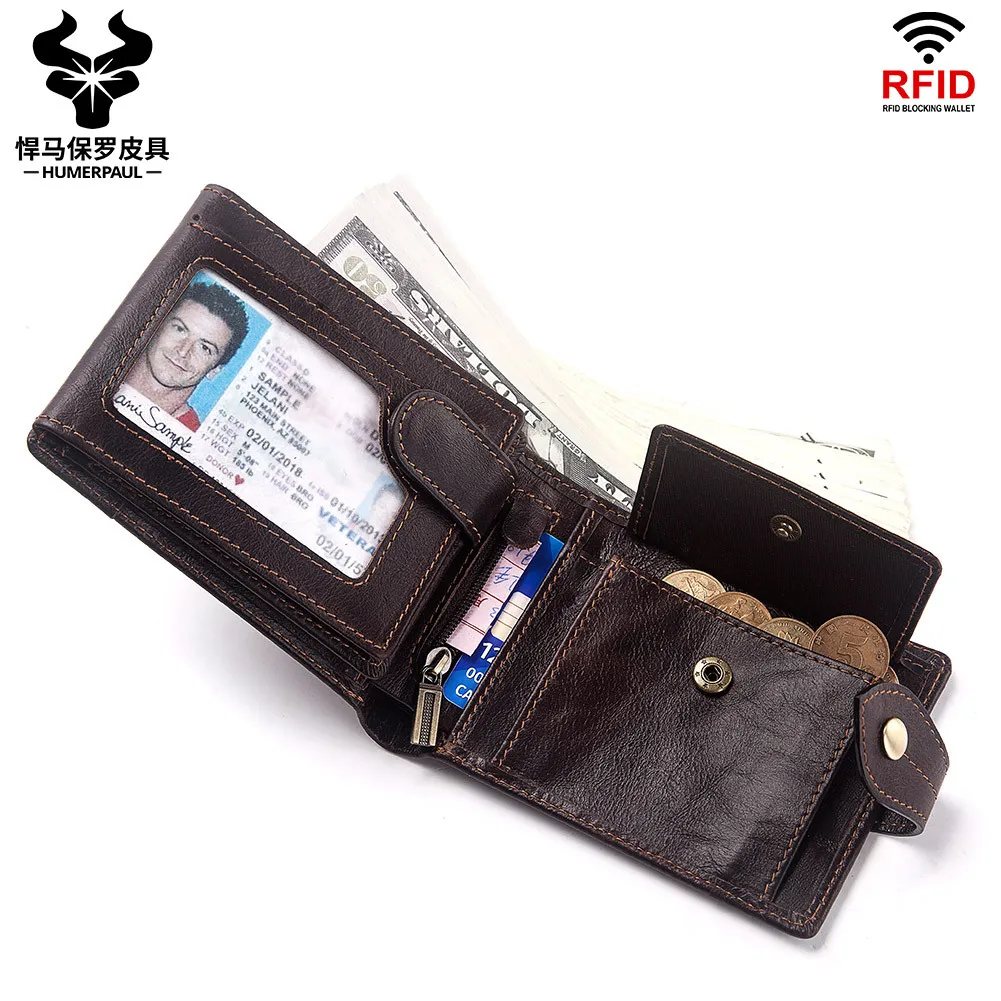 RFID anti magnetno glavo plast cowhide denarnice horizontalno usnje multifunkcijski prosti čas multi card slot spremembe denarnice