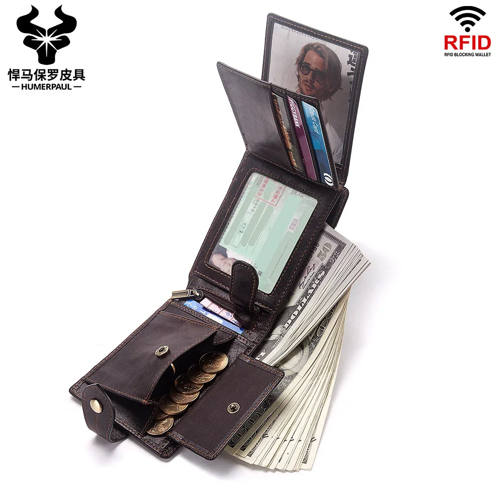RFID anti magnetno glavo plast cowhide denarnice horizontalno usnje multifunkcijski prosti čas multi card slot spremembe denarnice