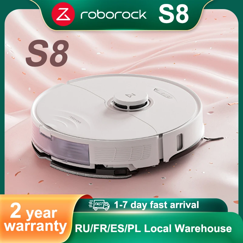 Roborock S8 Robot sesalnik, 6000Pa Izjemno Sesalno, DuoRoller Krtačo, Reaktivni 3D Ovira, Izogibanje, 2023 Novi Model