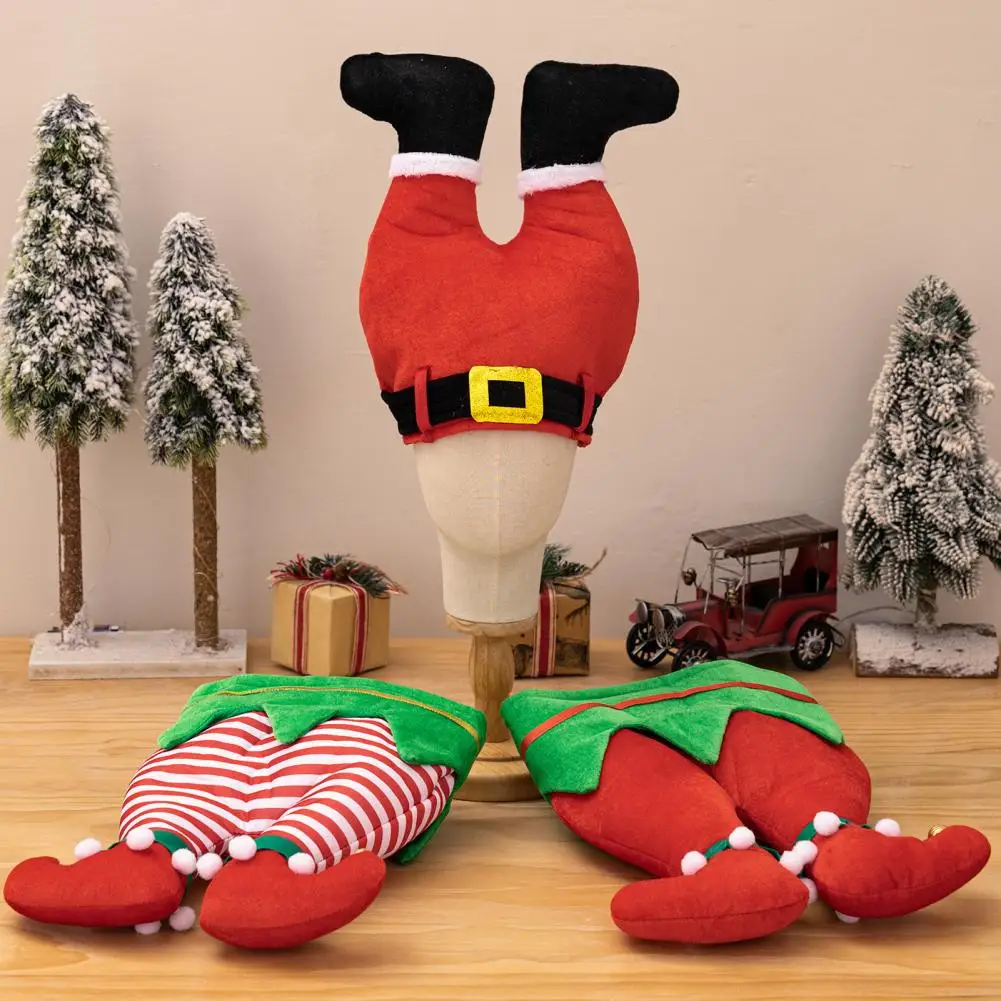 Santa Noge Klobuk Smešno Božično zabavo Klobuk Zabavno Praznični Božični Kostum Pribor Prugasta Santa Hlače Klobuk Elf za Praznovanja