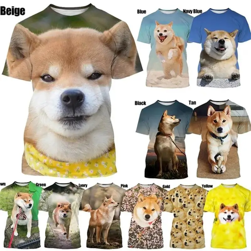 Shiba Inu Doge Grafični T Shirt za Moške Oblačila Modni 3D Tiskanih Ljubek Pes T-shirt Unisex Ulične Hipi Priložnostne Majice, Vrhovi