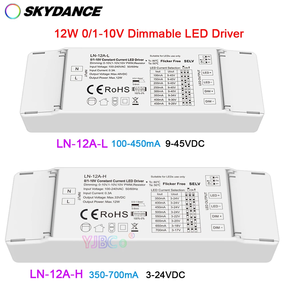 Skydance AC110V-220V 350-700mA 12W 0/1-10V Zatemniti Konstantnim tokom LED Driver 100-450mA led downlight pozornosti Napajanje