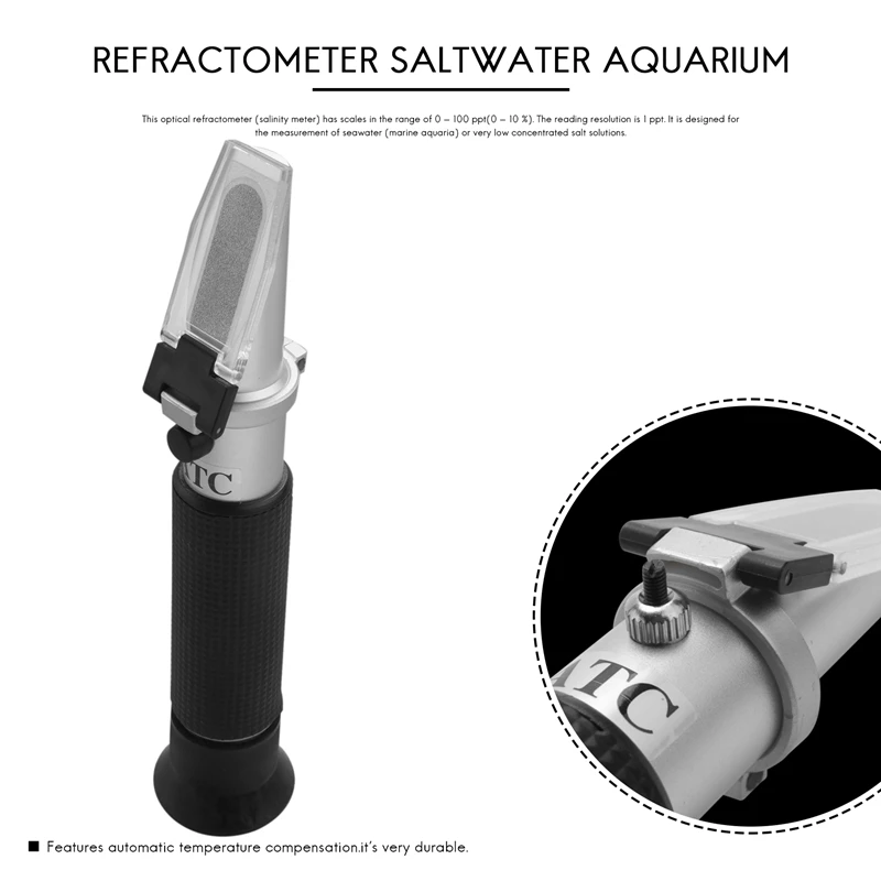 Slanost Refraktometer Za Morsko Vodo In Morsko Fishkeeping Akvarij 0-100 Ppt S Samodejnim Temperatura Osvetlitve