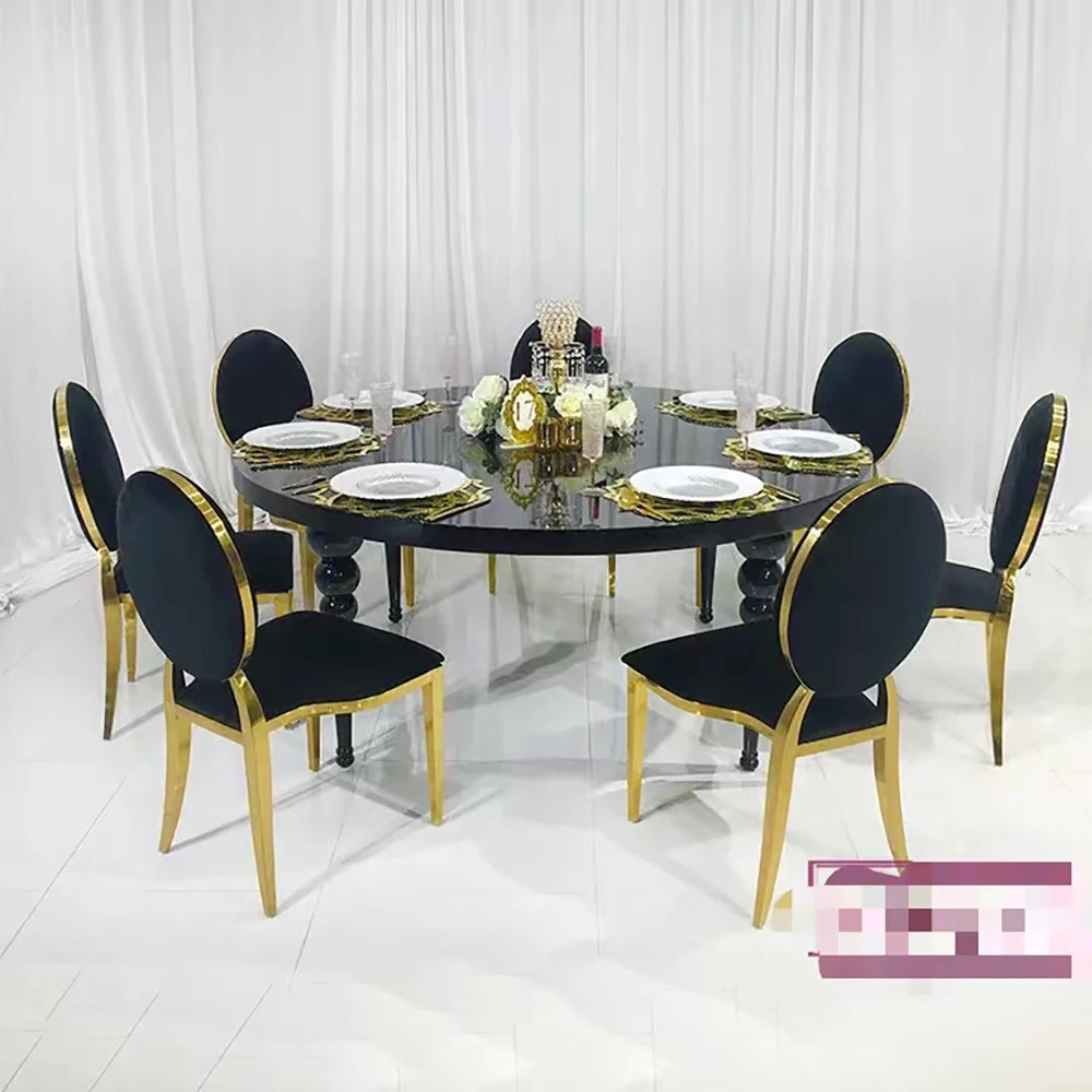Sodobna zlato iz nerjavečega jekla, belo usnje poroko stoli za jedilnico DKX-S03