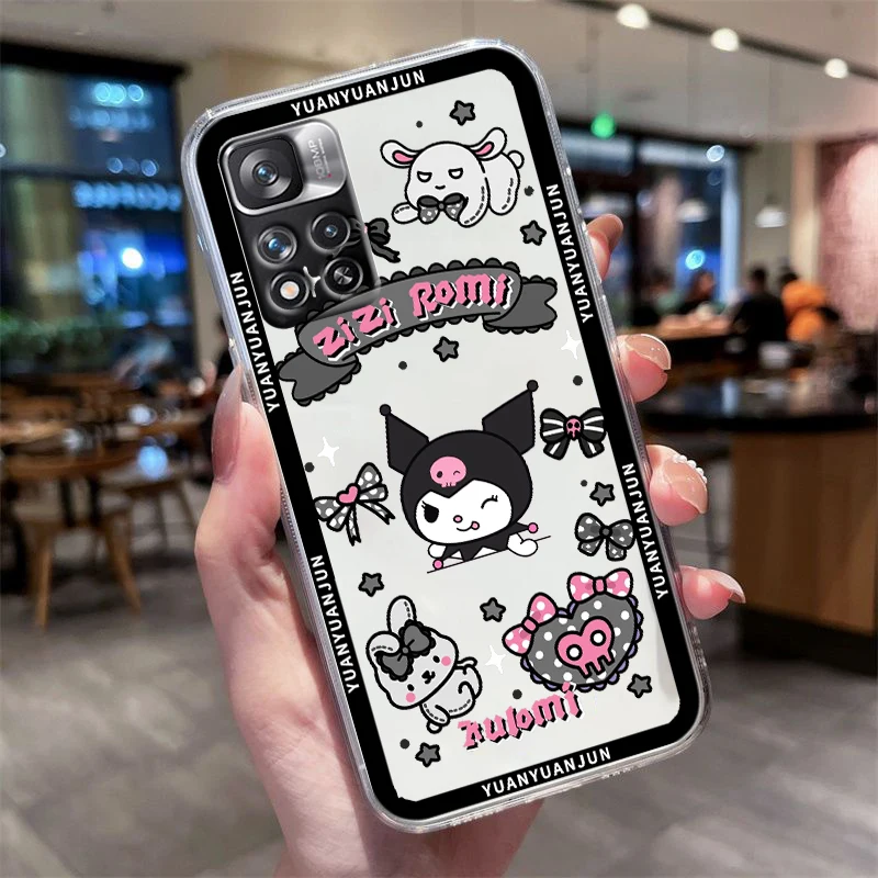 Srčkan Kuromi Temno Pregleden Telefon Mehko Primeru Za Xiaomi Redmi Opomba 12 10 11 9 Pro Plus 11S 11T 10S 9T 9S 8 5G Primeru Telefon