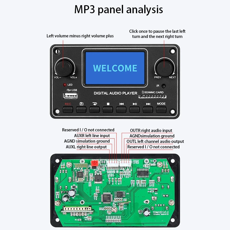 TDM157 Predvajalnik MP3 Dekoder Odbor Visoke Kakovosti Digitalnega Predvajalnika USB, SD, BT Predvajalnik Glasbe Modul