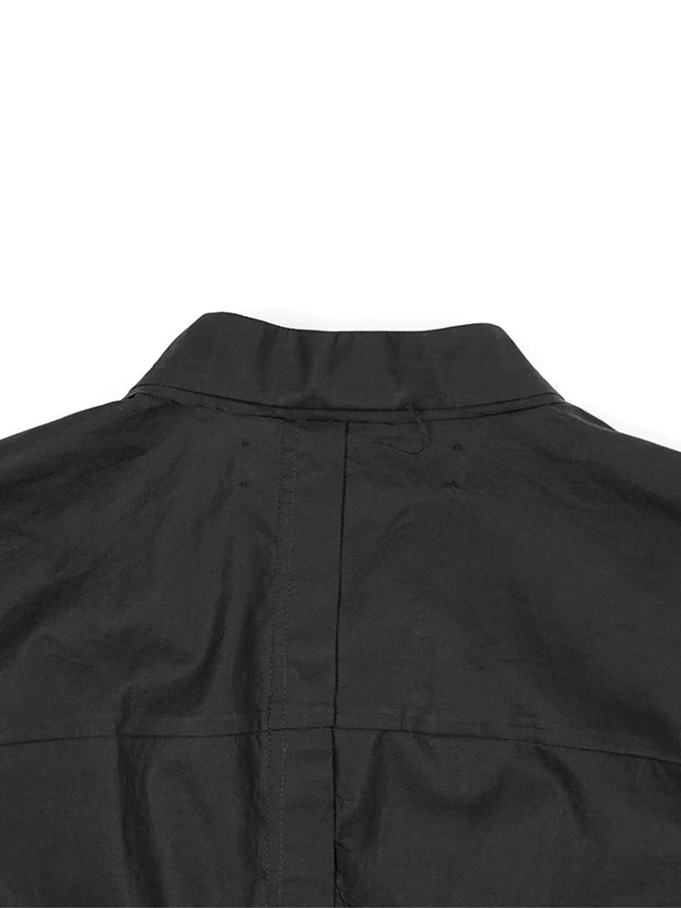 Temno avantgardni Slog Obleke Deconstructed Unsymmetrical Priložnostne mid-dolžina stand-up Ovratnik, kratkimi rokavi, Majice Z Robovi