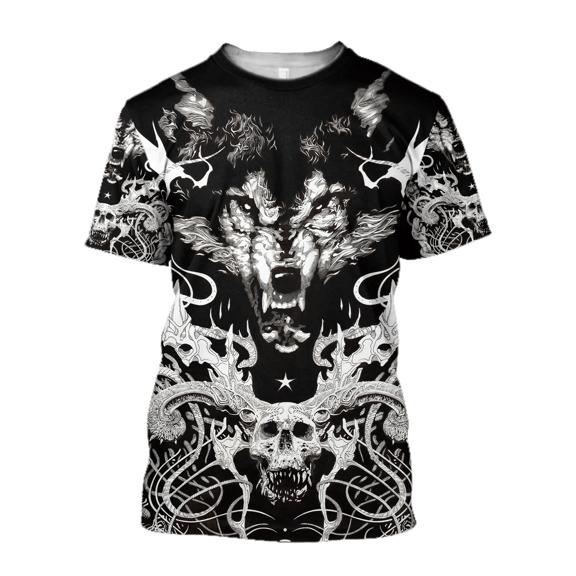 Temno Plstar Satanic in Lobanjo 3D Natisnjeni T-shirt Poletje Priložnostne Krog Vratu Kratka sleeved Hip-hop Harajuku Unisex Tee Vrhovi