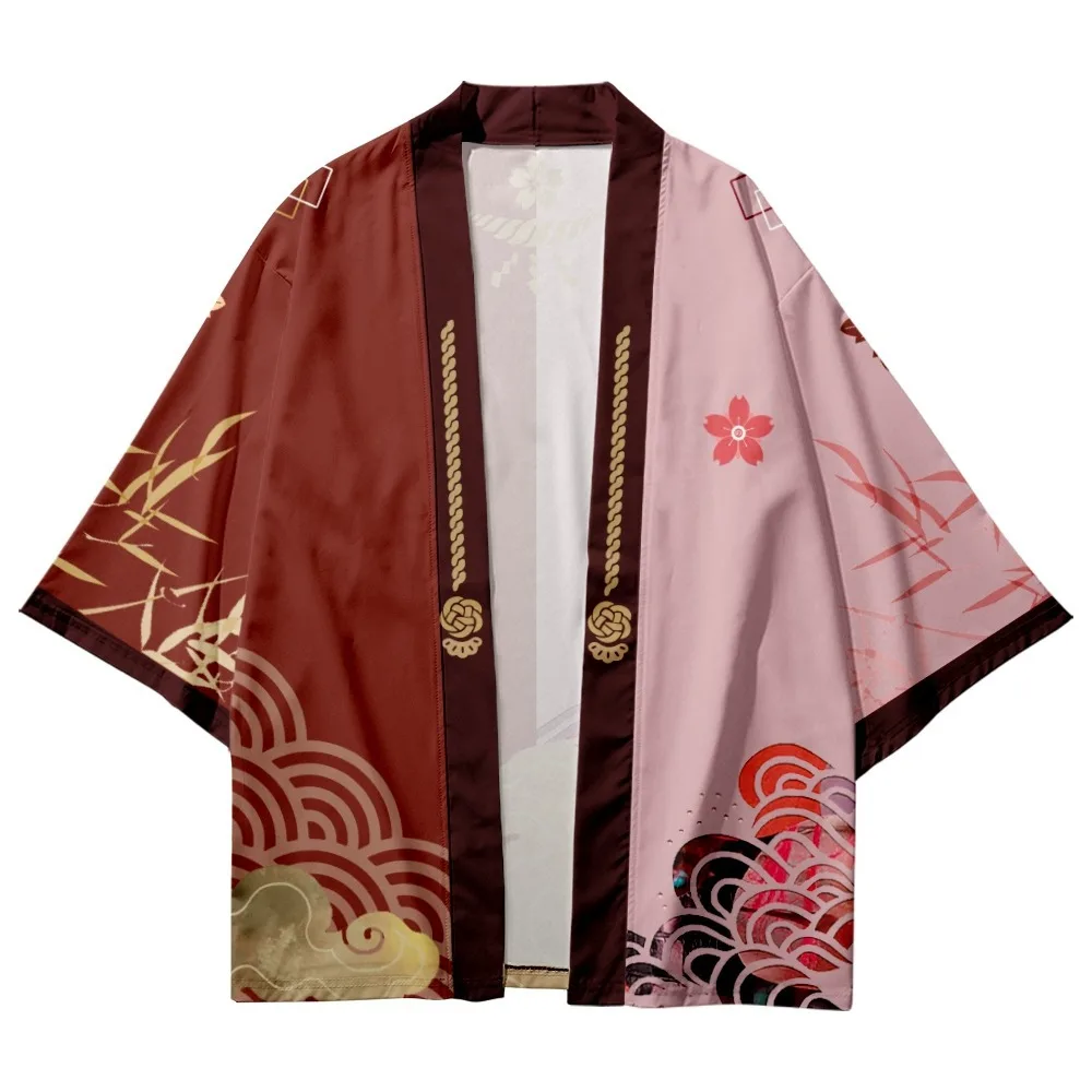 Tradicionalni Haori Kimono Tiskanja Barvni Blok Majica Oblačila Za Ženske, Moške, Harajuku Japonski Modni Ulične Jopico Yukata Cosplay