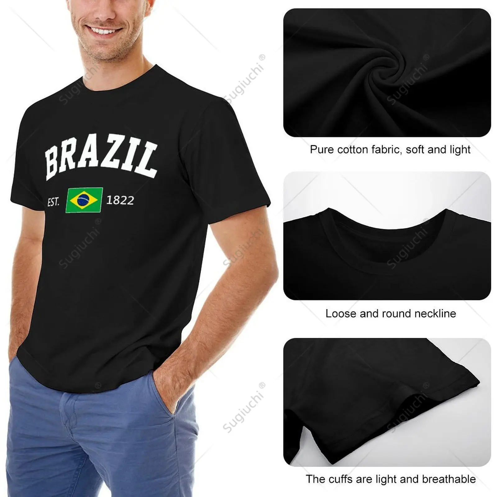 Unisex Moških Brazilija EST.1822 Je Dan Neodvisnosti, Tshirt Tees Majice S Kratkimi Rokavi Ženske, Fantje, 100% Bombaž Majica S Kratkimi Rokavi