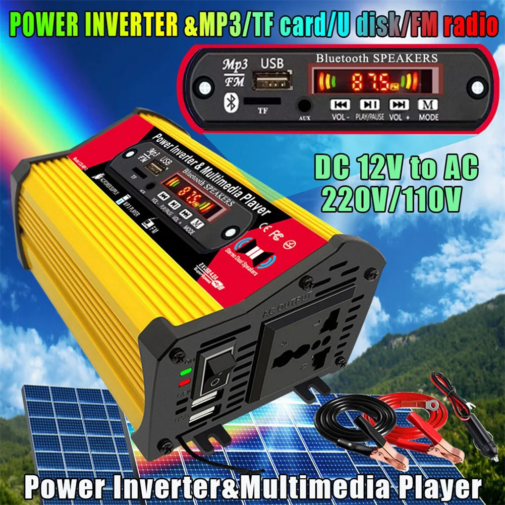 Uporabniku Prijazen Avto, Power Inverter 500W MP3 Vozila Inverter LED Zaslon Dual USB Vmesnik, Primeren za 12V Napetost