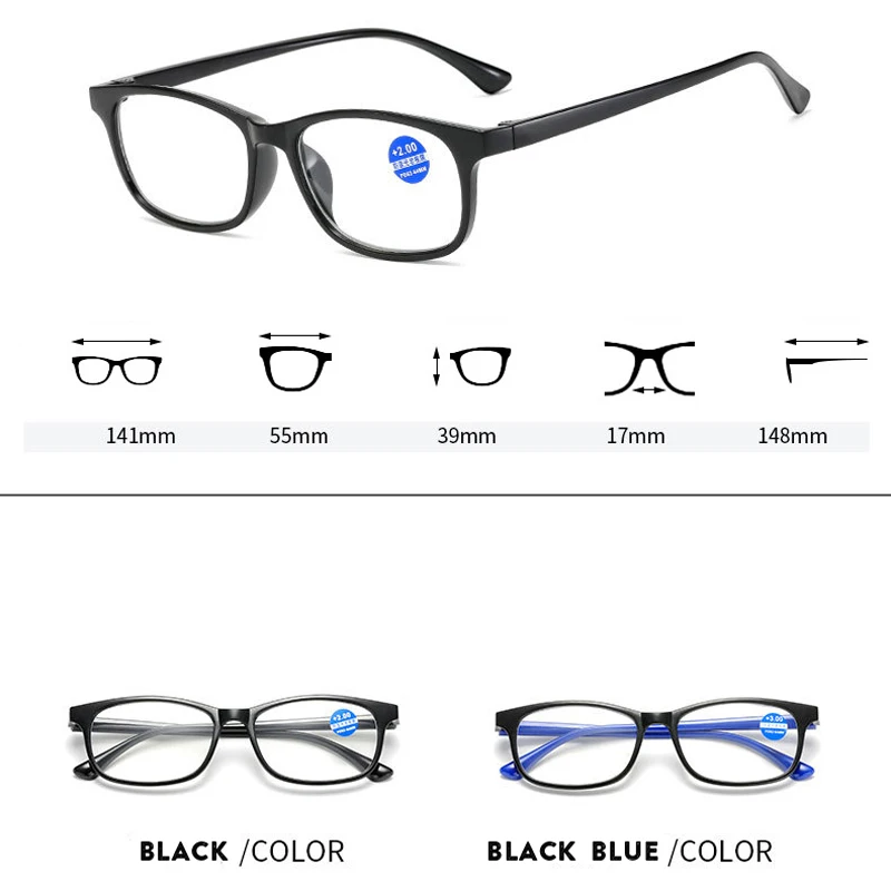 VCKA TR90 Ultralahkih Anti Blue-Ray Obravnavi Očala Kvadratnih Anti Modra Svetloba Presbyopic Daljnovidnost Očala Bralci +1.0 +4.0