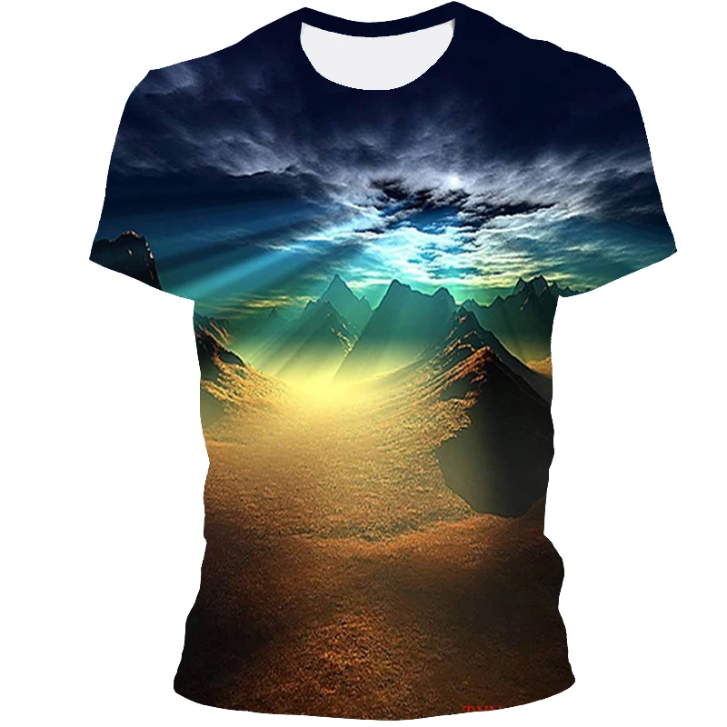 Velika Zvezdnato Nebo Vesolje Grafični T Srajce Za Moške Poletje Moda 3D Prostor Planet Vzorec T-shirt Osebnost Kul Slog T-majice