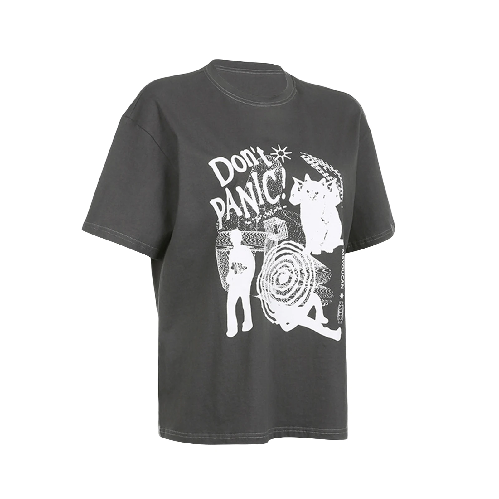 Vintage Žensk Graphic T-Majice Gothic Kratek Rokav Krog Vratu Pismo Tisk Svoboden Vrhovi Poletne Bluze Priložnostne