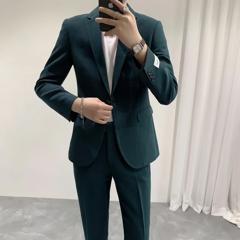Visoka Kakovost (Blazer+ Hlače), za Moške korejska Različica Trend Business Casual Eleganten Modni Poroka Gospoda, Obleko, 2 Kos