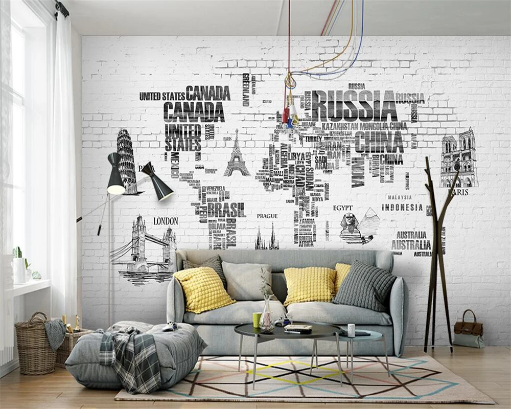 WELLYU ozadje po Meri zemljevidu sveta ročno poslikane nordijska tv ozadje stene 3d doma dekor dnevna soba, spalnica freske 3d wallpaper3D