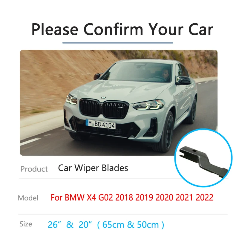 Za BMW X4 G02 2018 2019 2020 2021 2022 Spredaj brez okvirjev Metlice Brisalcev vetrobranskega stekla Okna 26 20 Čiščenje Opremo Visoke Kakovosti