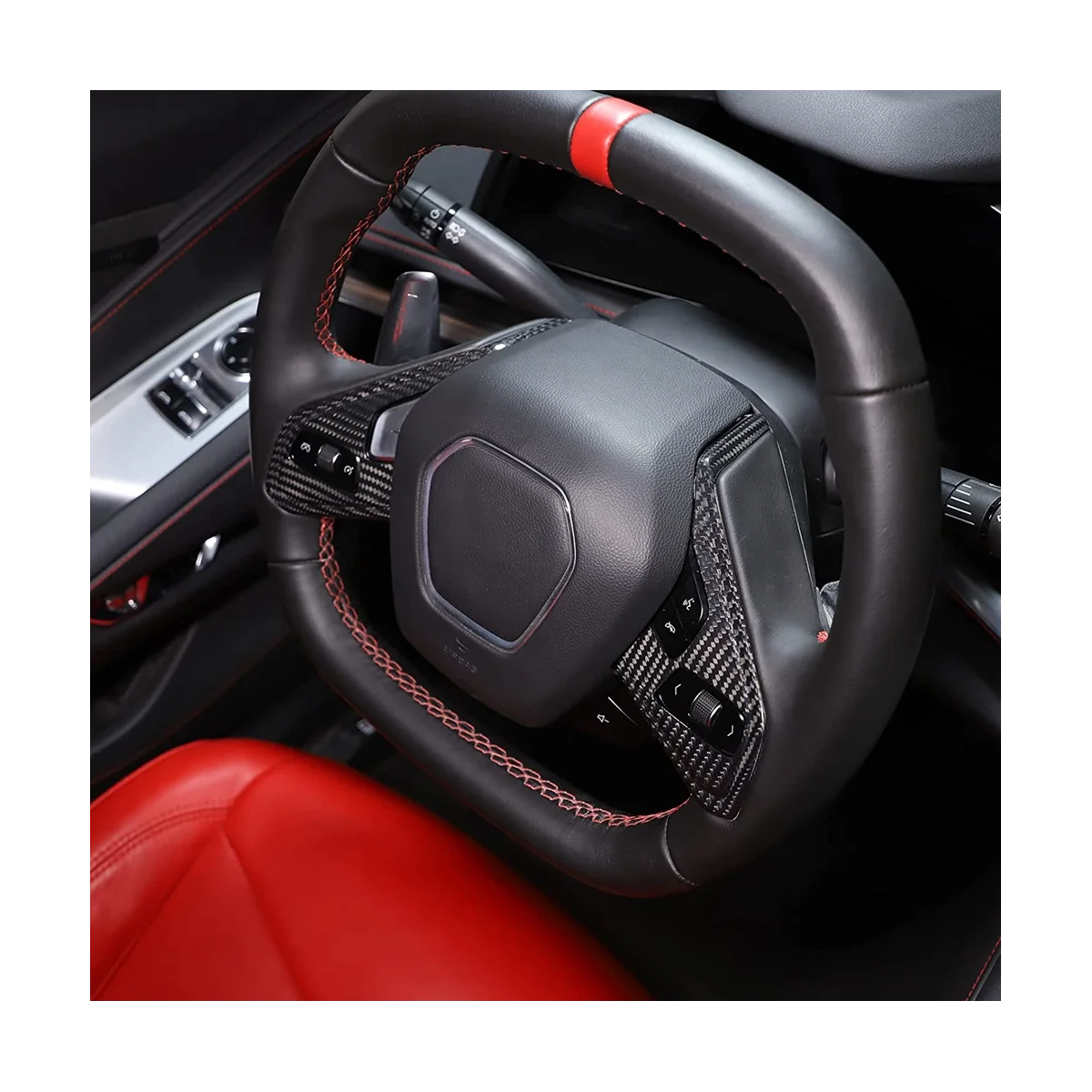 Za Chevrolet Corvette C8 2020-2023 Suho Ogljikovih Vlaken Avto Volan Stikalo Gumb Trim Pokrov, Okvir Dekoracijo