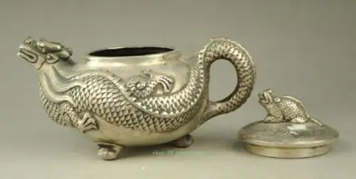 Zbirka dekoracijo Tibera srebro Carving Zmaj dekorativni ročno čajnik a7