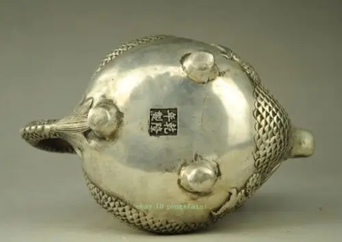 Zbirka dekoracijo Tibera srebro Carving Zmaj dekorativni ročno čajnik a7
