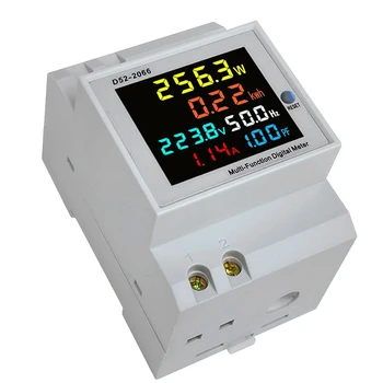 3X Din Rail AC Monitor 6IN1 40-300V 100A Napetosti tok Faktor Moči Aktivno KWH Energije Frekvenčni Merilnik VOLT AMP