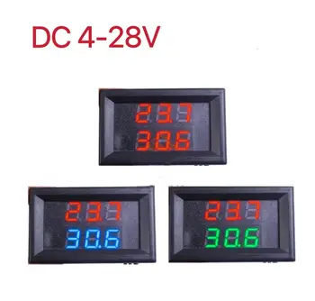 DC4-28V LED digitalni dvojni zaslon termometer, temperaturno tipalo z 1M NTC nepremočljiva kovinske sonde Primeren za avtomobile, kolesa