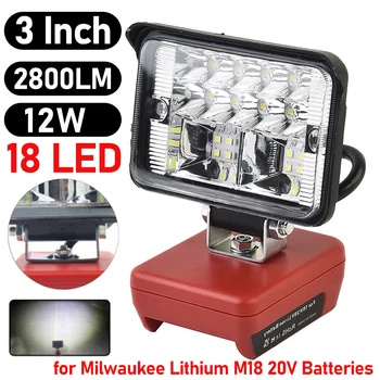 LED delovna Lučka Za Milwaukee Litij-M18 20V Baterije Električni Baklo Pozornosti 2800LM 12W Izrednih Poplav Lučka Lučka za Kampiranje