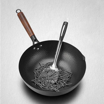 32 cm Non Stick Železa Vok Ravno Dno Kuhanje Ponvi brez Pokrov popražimo Ponev za Vse Peči Kuhinjski Pribor