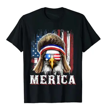 Merica Orel Bradač 4. julija Ameriško Zastavo Zvezde Proge T-Shirt Čisto Nov Moške Majice Novost Majica Bombaž Camisas Hombre