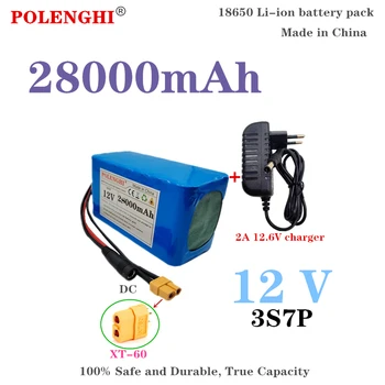 100% Res Zmogljivosti 12V 28000mAh Baterije 3S7P Isti Port Polnjenje Praznjenje Bilance BMS Napajanje Električnih Čoln+2A Polnilec