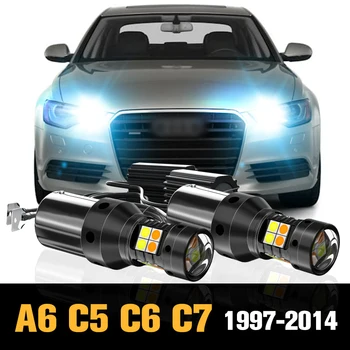 2pcs Canbus LED Dvojni Način Vključite Signal+Dnevnih Luči DRL Pribor Za Audi A6 C5 C6 C7 1997-2014 2005 2006 2009 2010