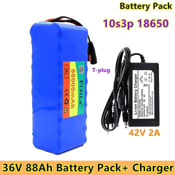 Batterie Au Litij-36V 88ah 10s3p, 2022 W, Haute Puissance 500 MAh, Chargeur Pour Velo électrique, BMS Intégré, Chargeur 42V 2a
