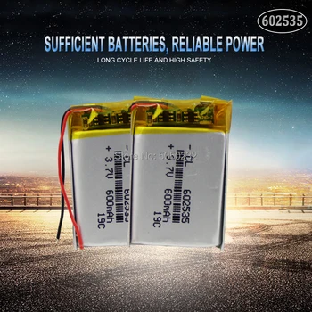 2pc 100% Prvotne Litij-Polimer Baterija 3,7 V 600mAh 602535 Lipo celic Za Avto DVR Tahografske Bluetooth
