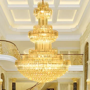 Vile luksuzni lestenec luči hotelski avli zlato kristalni lestenec obesek lučka