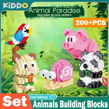 Mini gradniki 3D Živali Diamond Model Mikro Opeke Panda Prašičev Papiga Polž Živali Seriji Igrače za Otroke, Darila za Rojstni dan