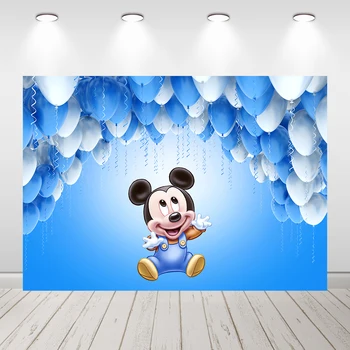 Risanka Fantje Otroka Rojstni dan ozadju Foto kulise Modra Mickey Mouse Stranka Dogodek Torto Tabela Banner Stranka Dekoracijo