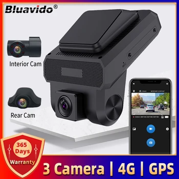 Bluavido 4G Dash Cam 3 Kamere Avto Video Nadzor Snemalnik FHD 1080P Night Vision 24-urni Nadzor na Daljavo DVR WiFi Hotspot