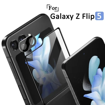 Kaljeno Steklo Film za Samsung Galaxy Ž Flip 5 Zunanji Zaslon Kamere Objektiv Jasno, Anti-Fingerprint Screen Protector za Flip 5