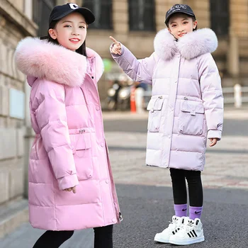 2023 Pozimi Zgostitev toplo Navzdol jakna Dekliška oblačila otroci malčka dekle oblačila Parka Hooded Otrok Vrhnjih Plasti snega bo ustrezala