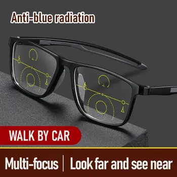 Blue Ray Blokiranje Anti-Modra Svetloba Obravnavi Očala Zaščito za Oči Multifokalna Kvadratnih Očala Postopno Bližini Daleč PC